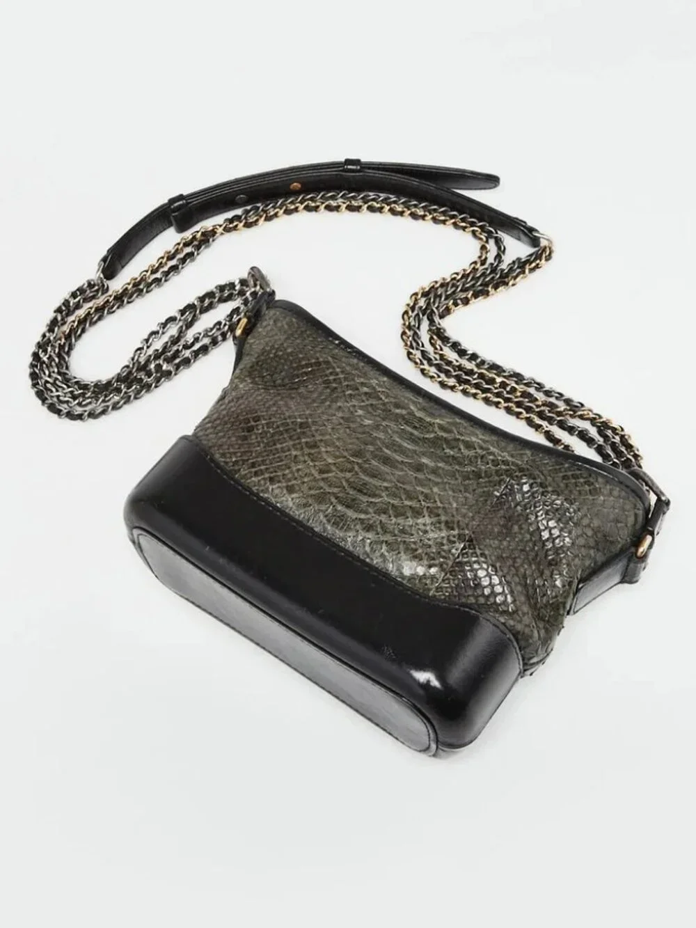 Chanel Black/Grey Python Small Gabrielle Hobo Bag